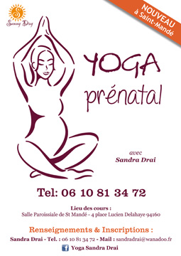 flyer pour des cours de yoga prénatal