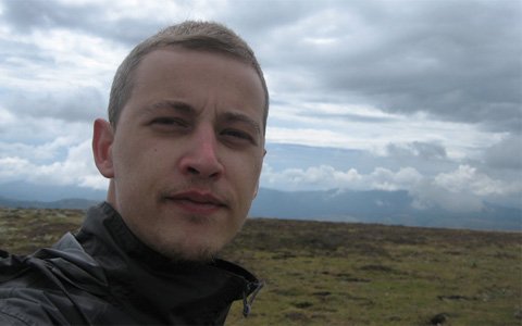Léo Lasfargues, août 2012, sur le chemin de Stevenson, au sommet du mont Finiels (1699m), point culminant du massif des Cévennes